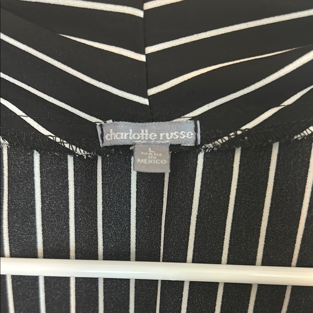 Charlotte Russe Black and White Ruched Sleeveless Bodysuit - Picture 2 of 2